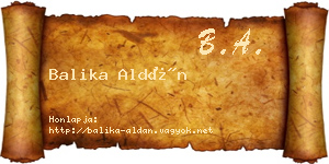 Balika Aldán névjegykártya